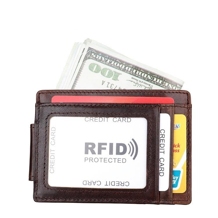 Leather Rfid Card Holder Wallet - Crazy Horse - Coffee