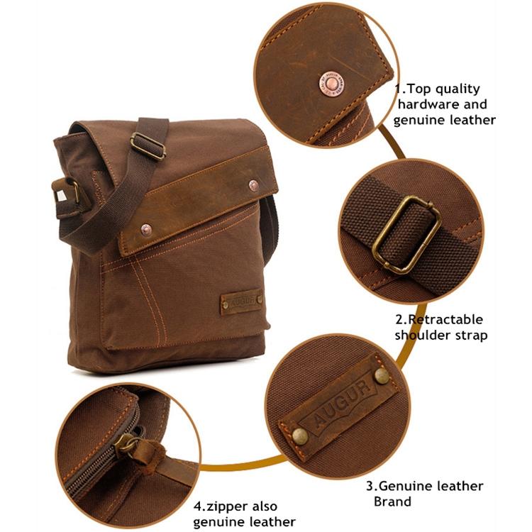 Retro Canvas Vertical Shoulder Messenger Bag Functional & Stylish - Coffee