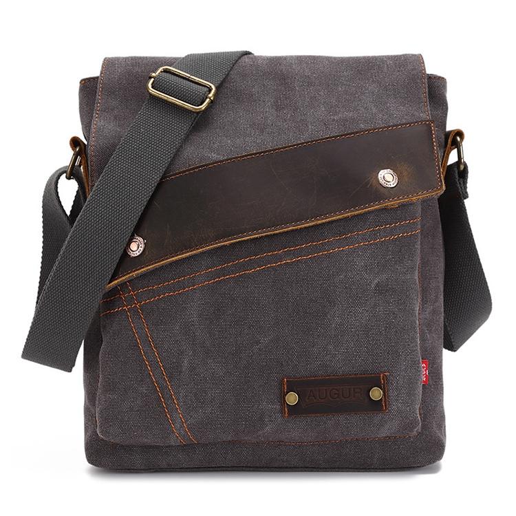 Retro Canvas Vertical Shoulder Messenger Bag Functional & Stylish - Coffee