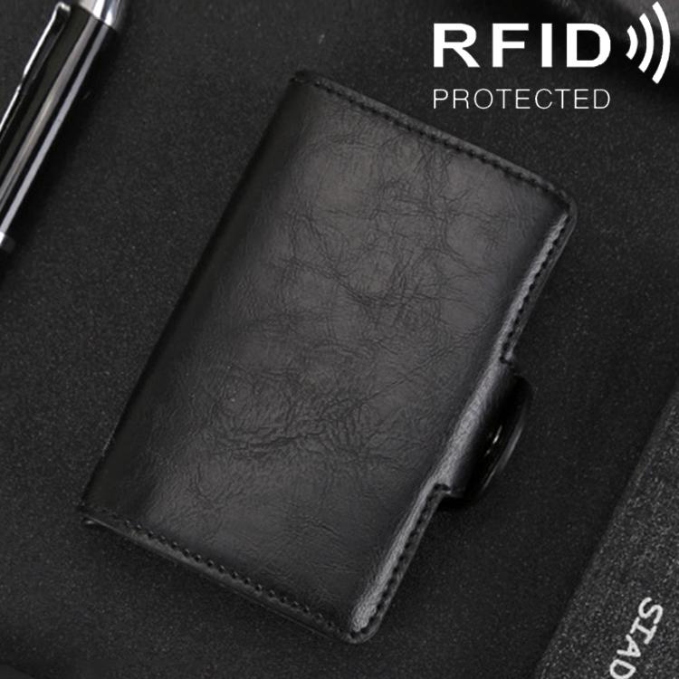 Leather Rfid Blocking Card Wallet - Multi-functional - Coffee