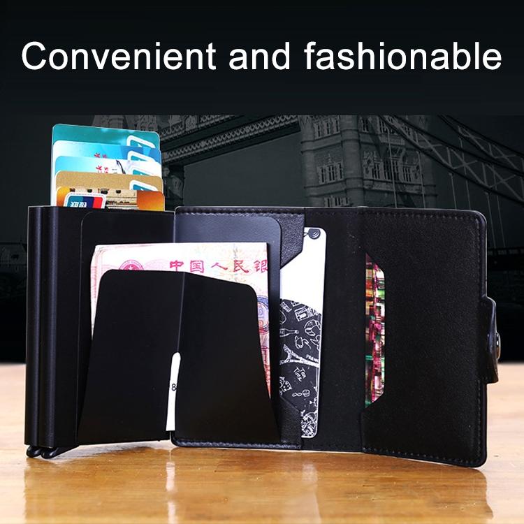 Leather Rfid Blocking Card Wallet - Multi-functional - Coffee