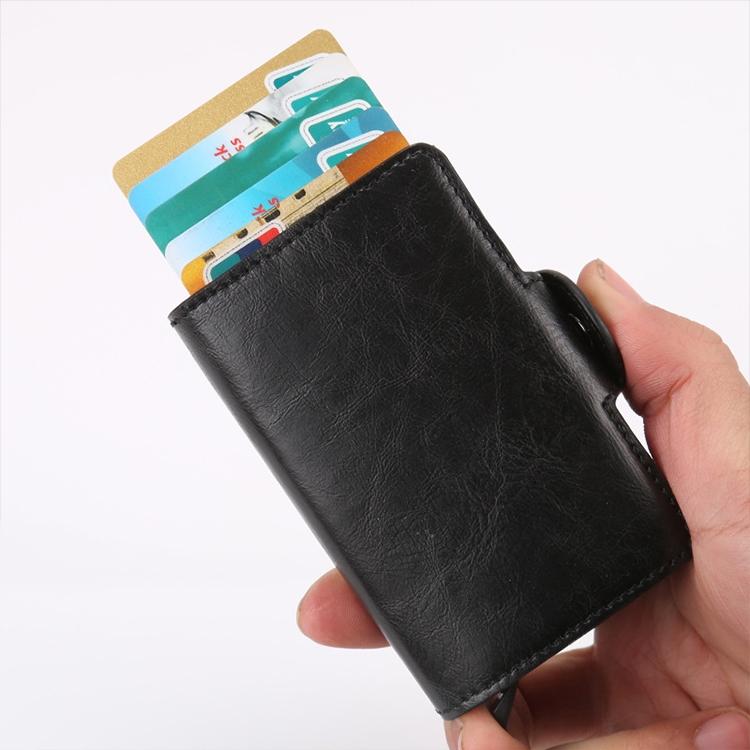 Leather Rfid Blocking Card Wallet - Multi-functional - Coffee