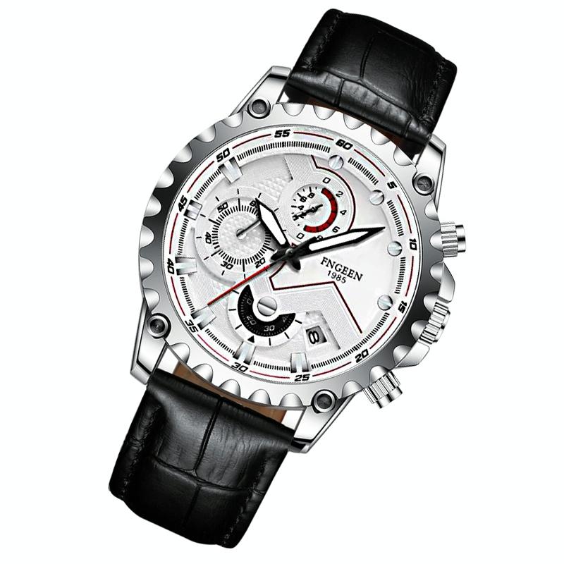 Stainless Steel Waterproof Men Sports Watch - White Steel White Surface