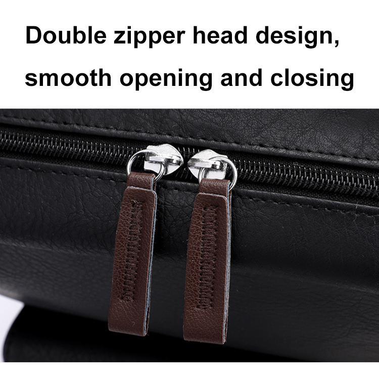 Large Capacity Pu Leather Laptop Backpack For Travel & School - Dark Brown