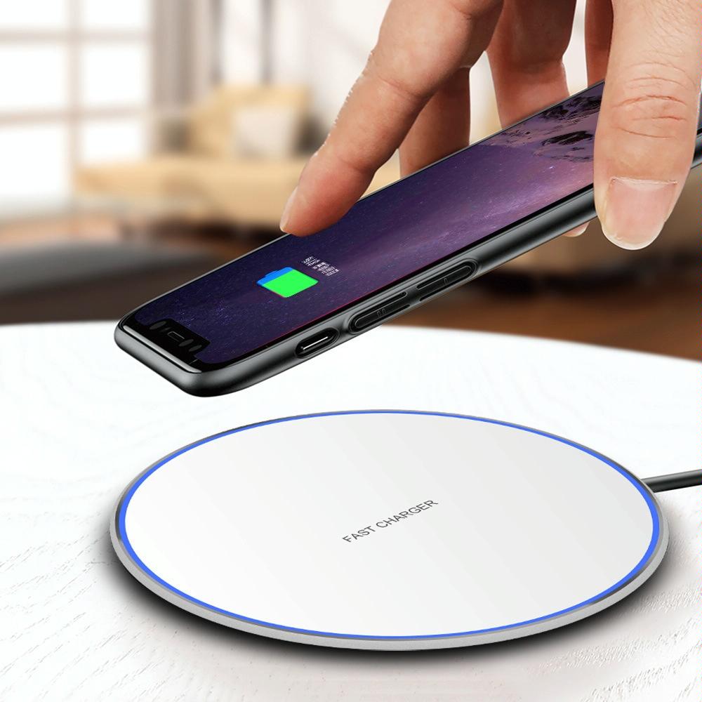 15W Round Wireless Charger Fast Charge - Red + Black Surface