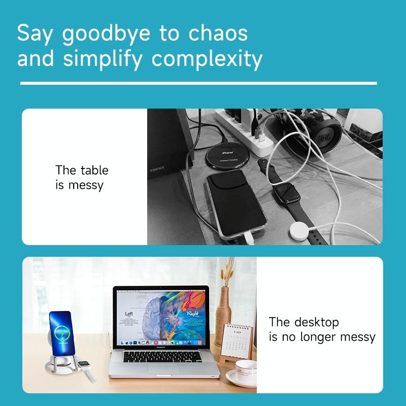 15W 3 In 1 Transparent Magnetic Wireless Charger - Orange