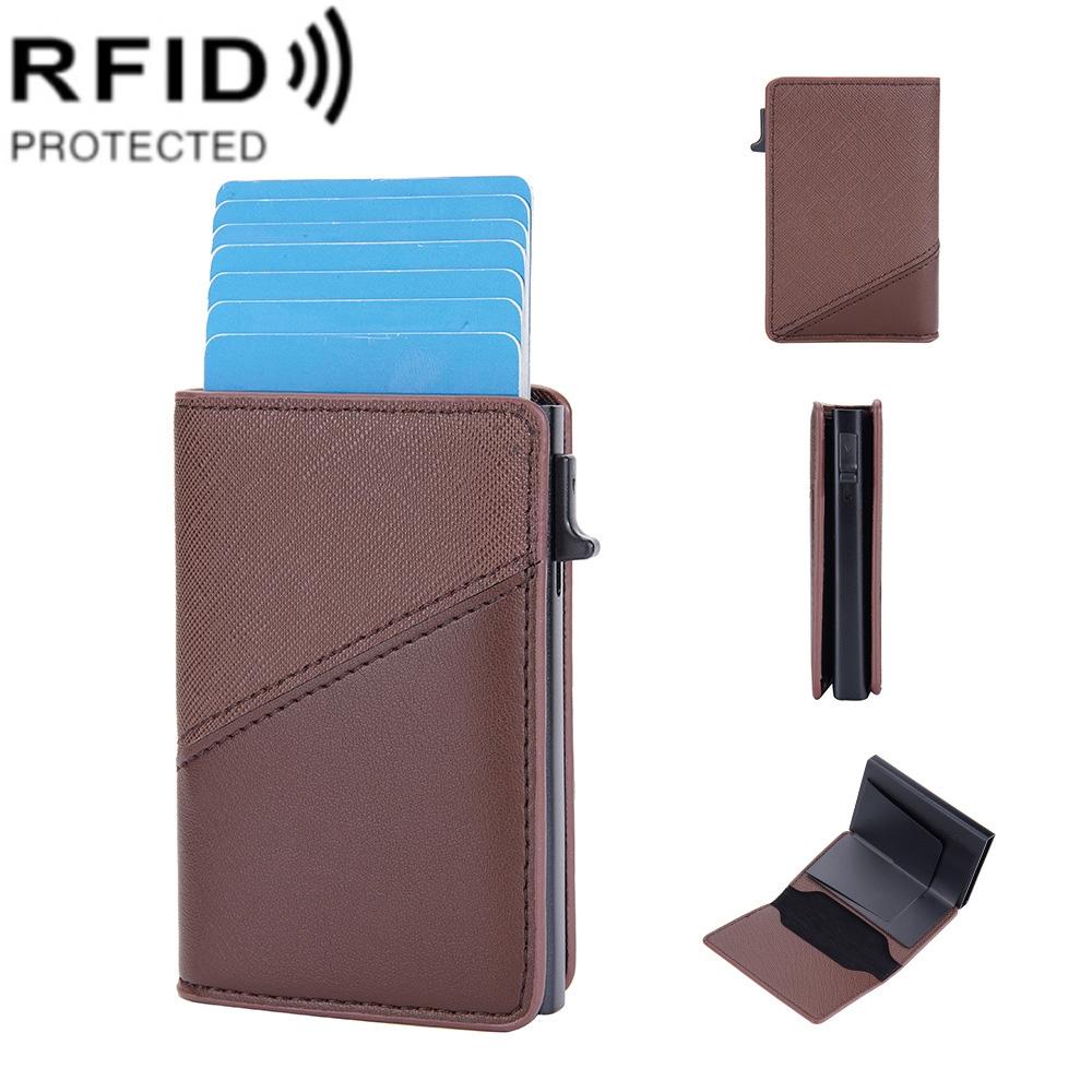 Anti-theft Rfid Leather Wallet - Secure Design - Coffee