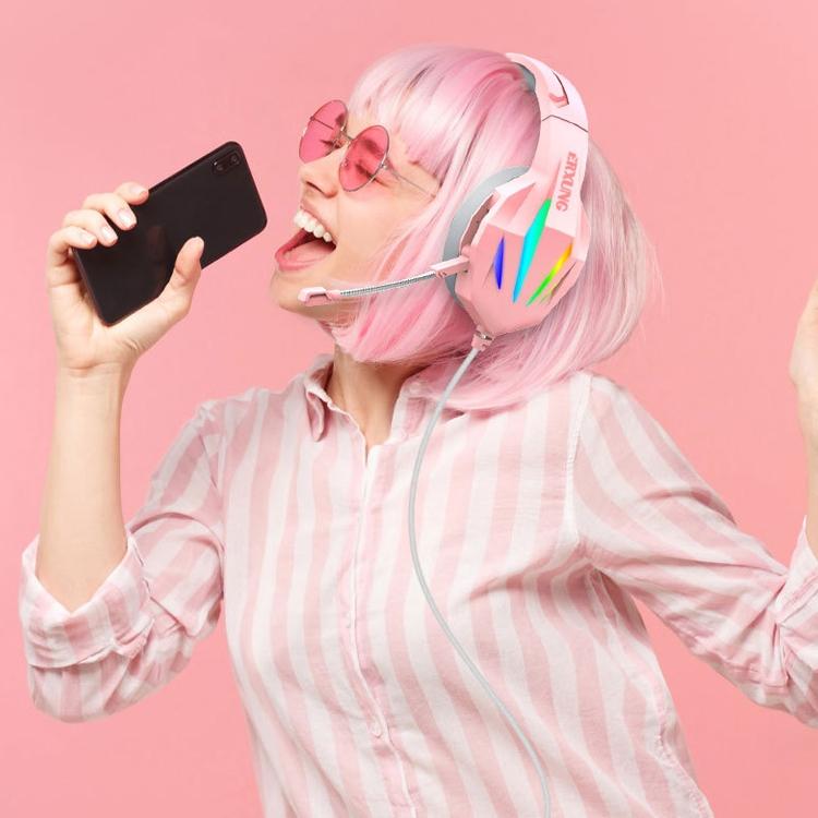 Wire-Controlled Gaming Headset With Mic Pink