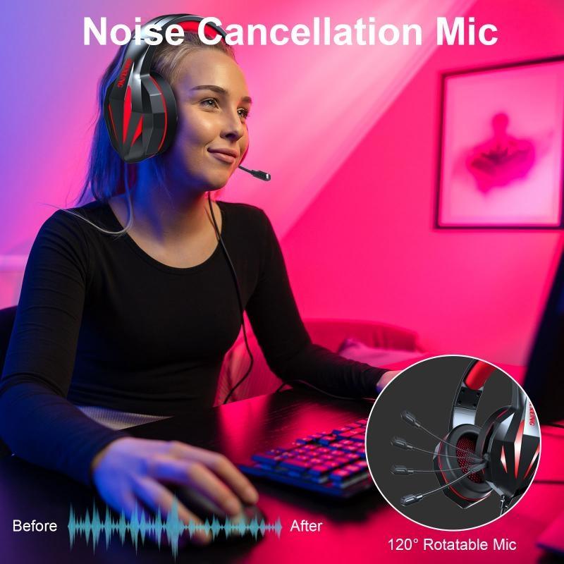 Wire-Controlled Gaming Headset With Mic Pink