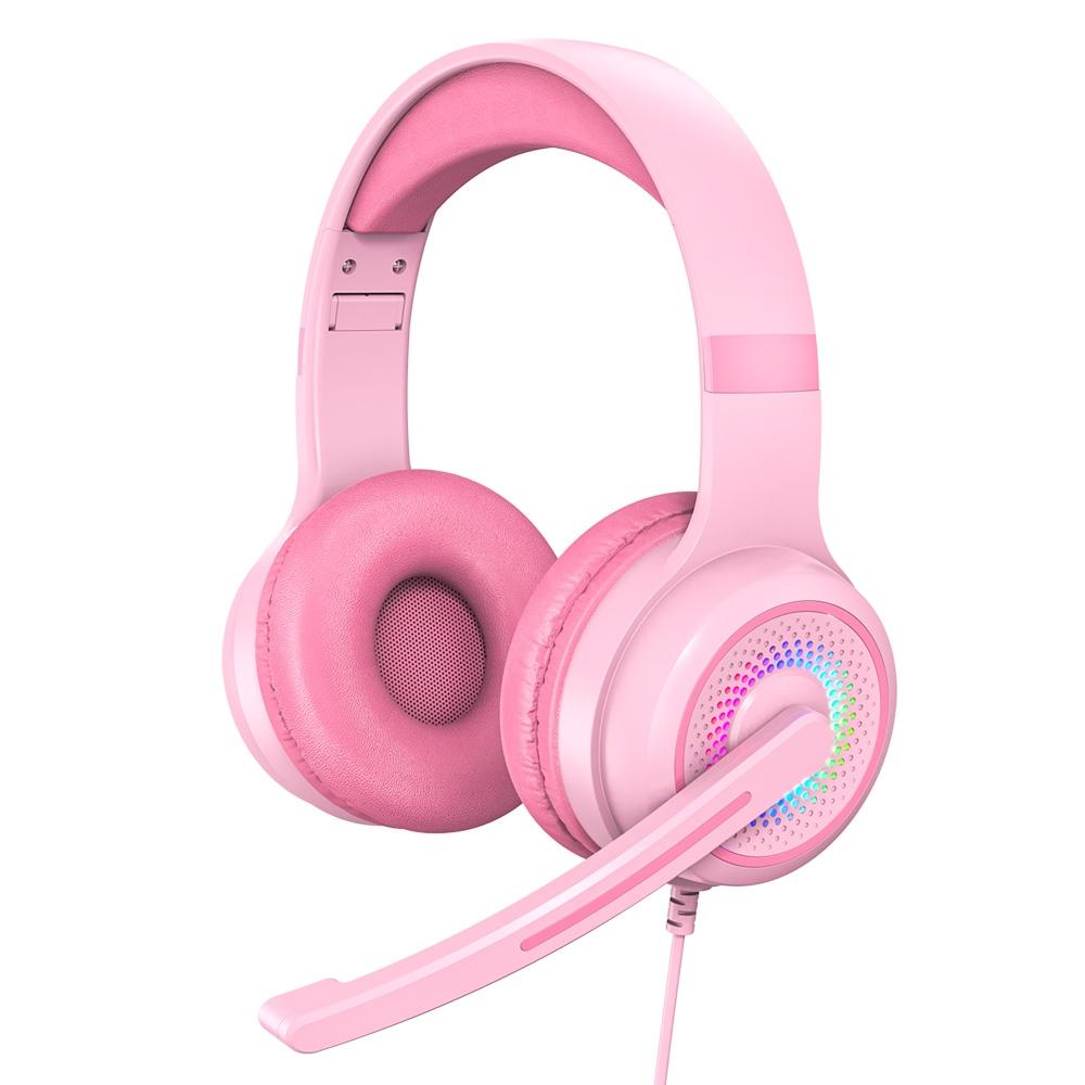 Led Bass Stereo Gaming Headset With Mic - Pink