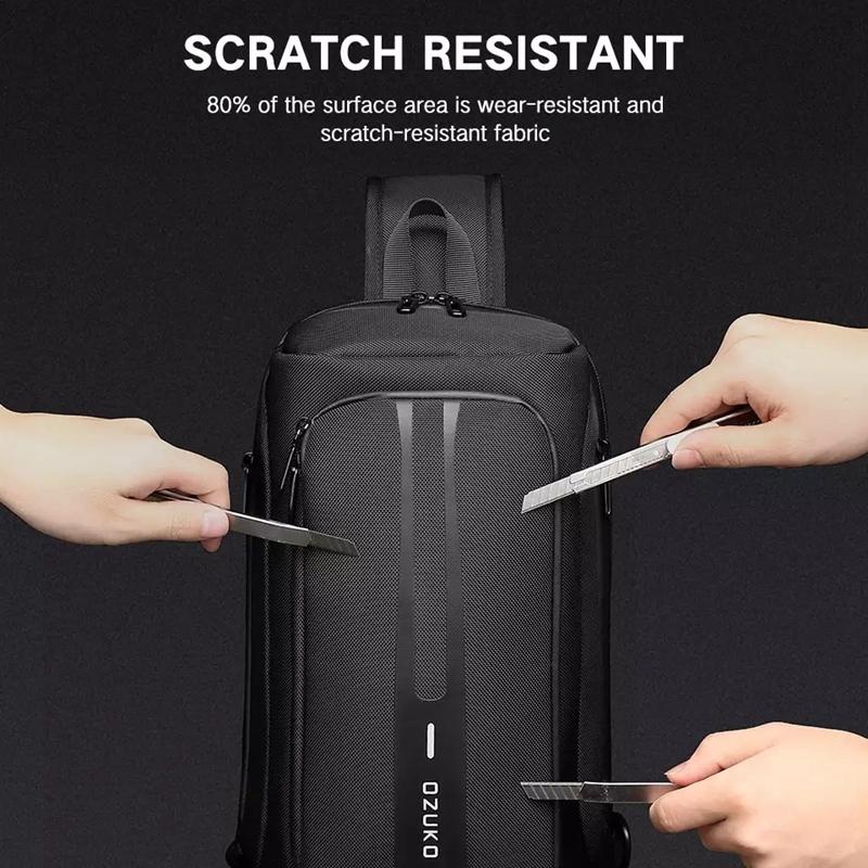 Waterproof Men Business Chest Bag With Usb Charging Port Anti Theft Shoulder Messenger Bag - Dark Grey