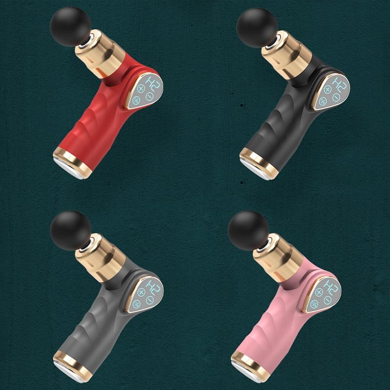 Compact Lcd Muscle Massager With Mini Fascia Gun - Pink