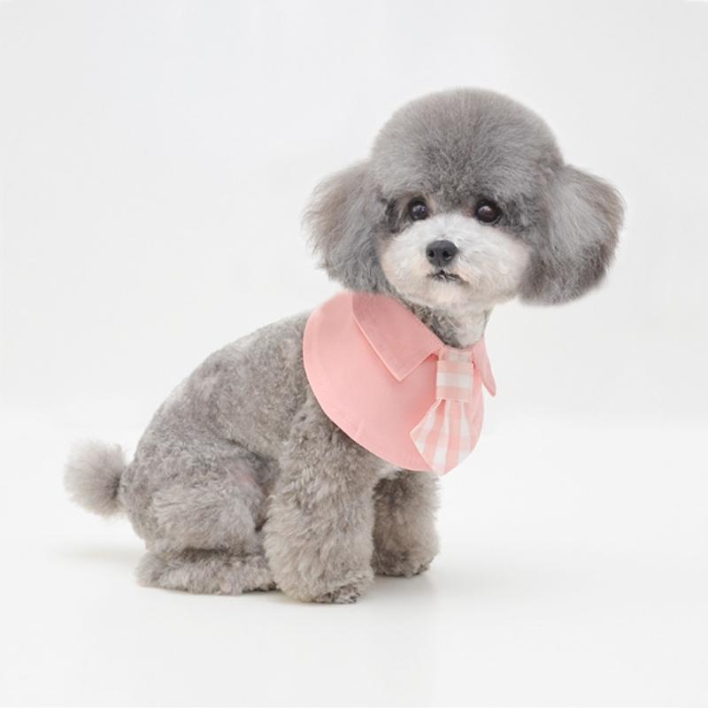 Pet Shawl Scarf Saliva Towel Dog Clothes Accessories - Size S - Pink