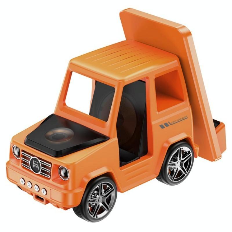 6 In 1 Car Shape Speaker With Clock & Wireless Charger - White