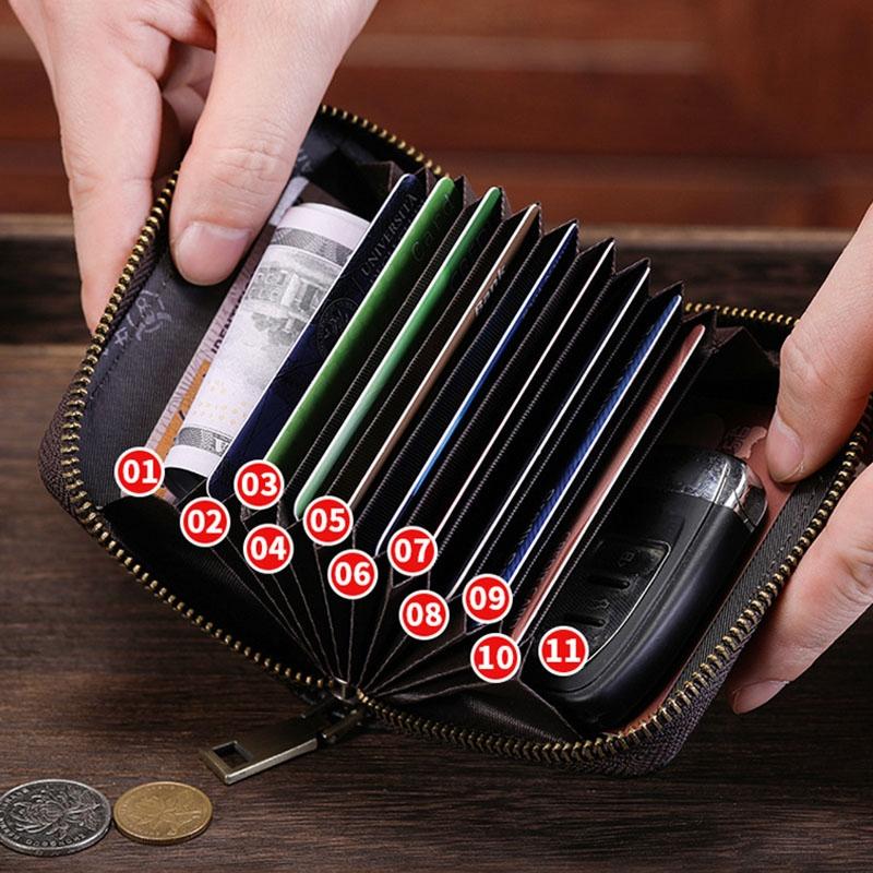 Rfid Anti Theft Cowhide Card Holder Wallet Coffee