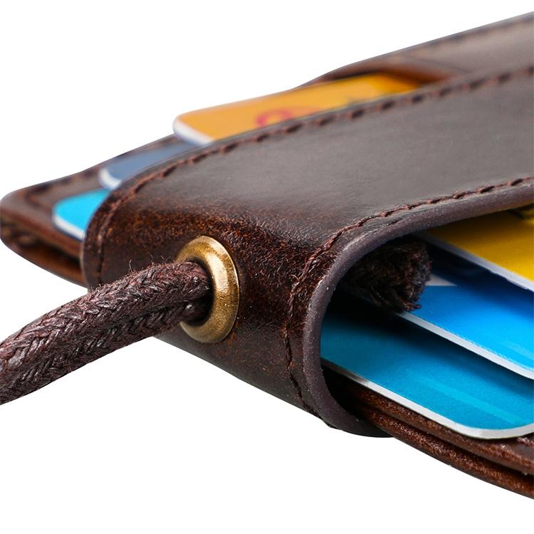 Leather Rfid Card Holder Lanyard - Compact & Secure - Coffee