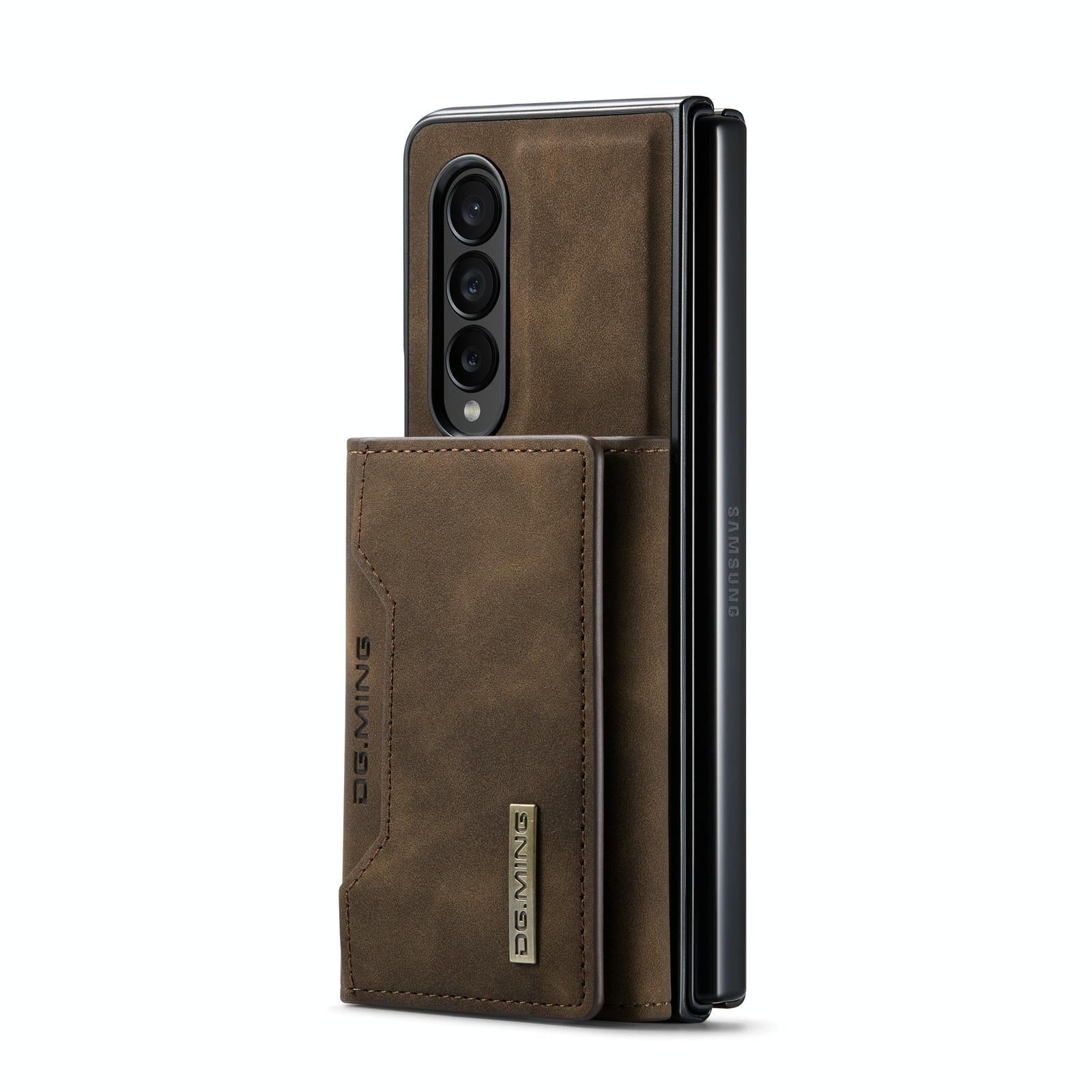 For Samsung Galaxy Z Fold4 5G Multi-Card Phone Case - Fits Dg.Ming M2 Series - Coffee