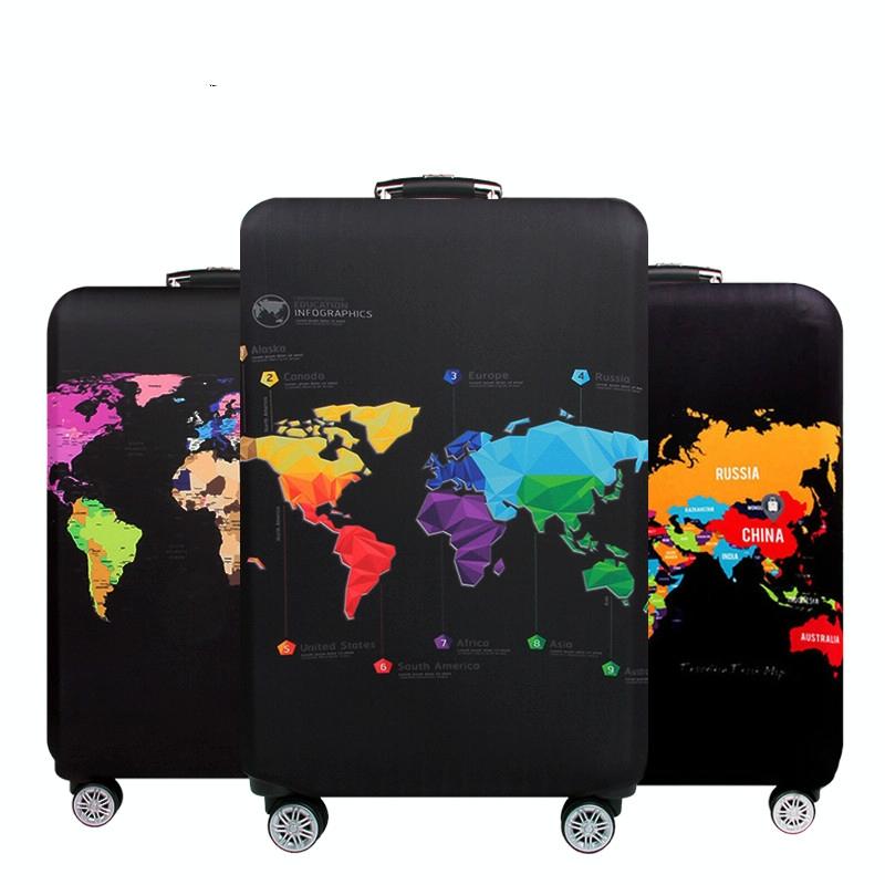Protective Elastic Suitcase Cover - Fits 22-24 Inch Luggage - Dustproof & Scratch-proof - English Map