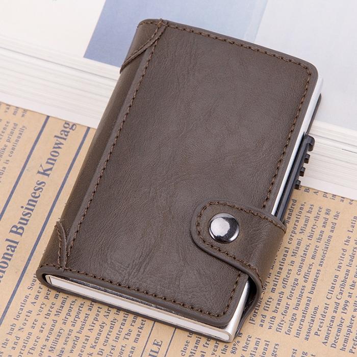 Rfid-blocking Leather Wallet with Card Slots - Coffee