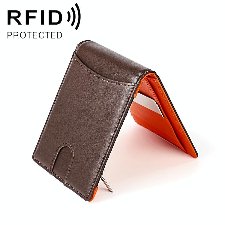 Anti-magnetic Leather Wallet with Zipper for Men - Rfid Protection - Coffee