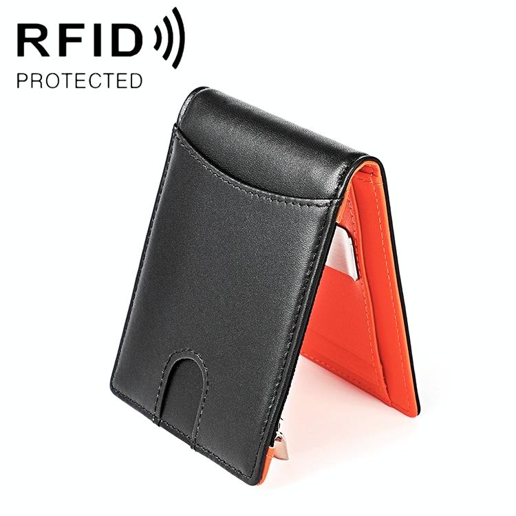 Anti-magnetic Leather Wallet with Zipper for Men - Rfid Protection - Coffee