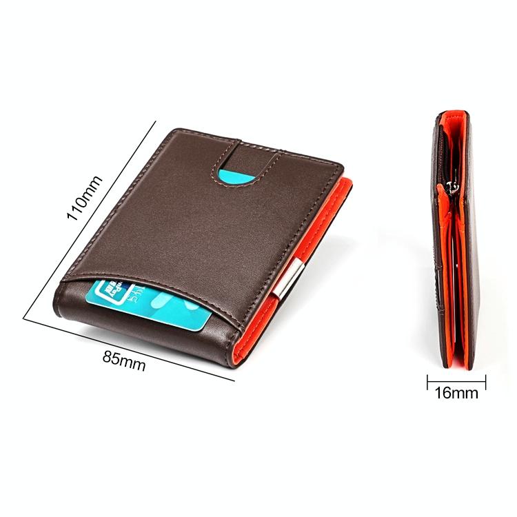 Anti-magnetic Leather Wallet with Zipper for Men - Rfid Protection - Coffee