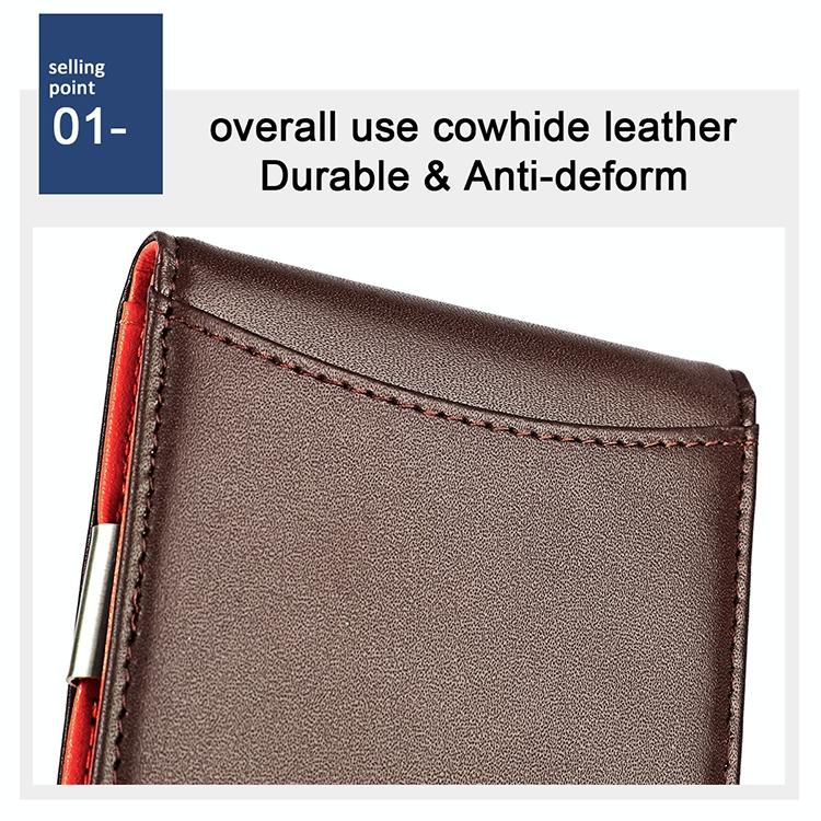 Anti-magnetic Leather Wallet with Zipper for Men - Rfid Protection - Coffee