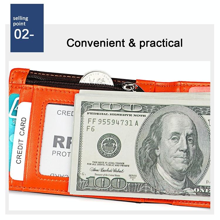 Anti-magnetic Leather Wallet with Zipper for Men - Rfid Protection - Coffee