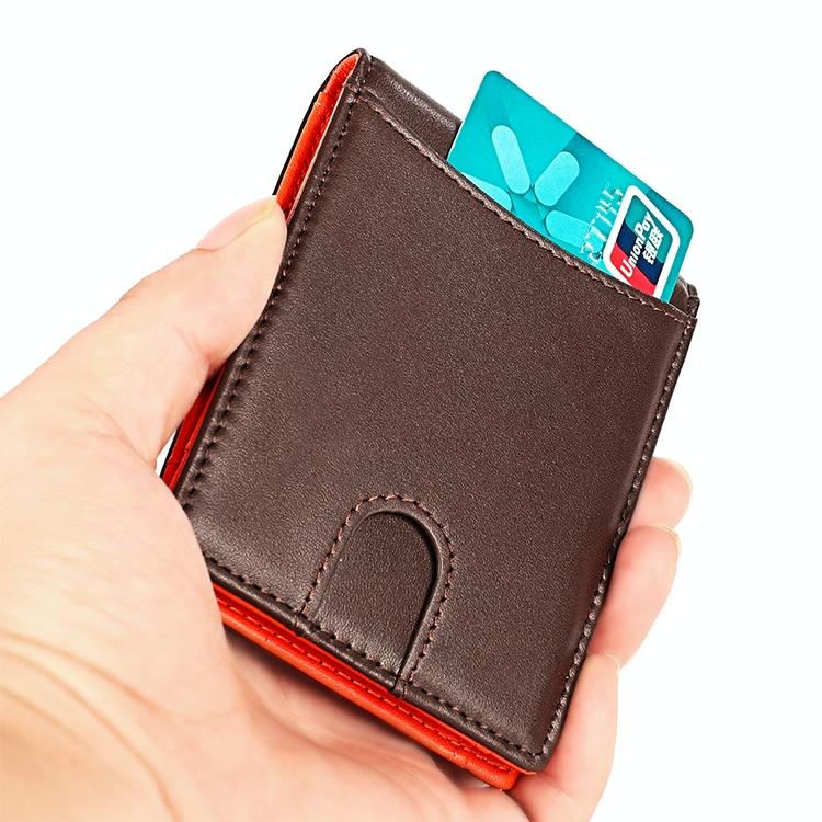 Anti-magnetic Leather Wallet with Zipper for Men - Rfid Protection - Coffee