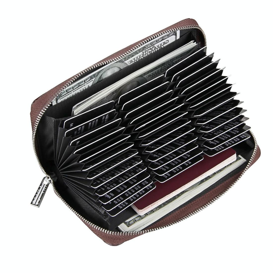 Leather Rfid Passport & Card Holder - Compact - Coffee