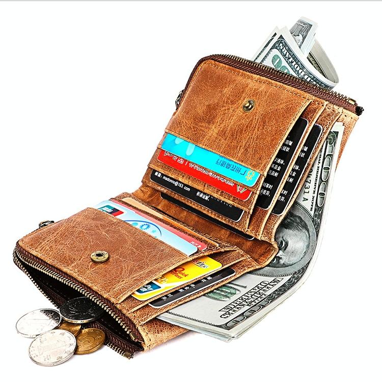 Men Leather Rfid Wallet - Antimagnetic - Coffee