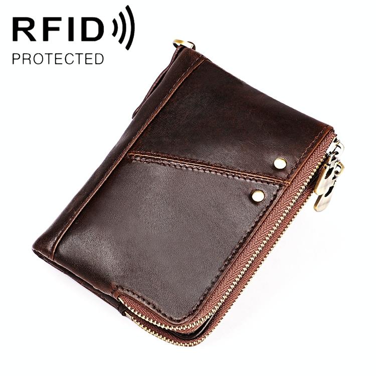 Men Leather Rfid Wallet - Antimagnetic - Coffee