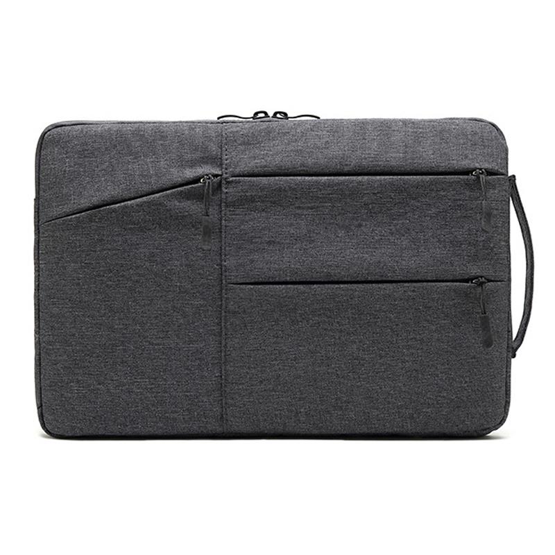 14 Inch Business Laptop Liner Bag with Zipper Closure - Polyester Material - Light Grey
