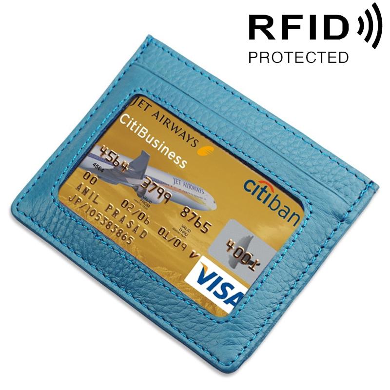 Leather Rfid Card Holder - Blocking - Coffee