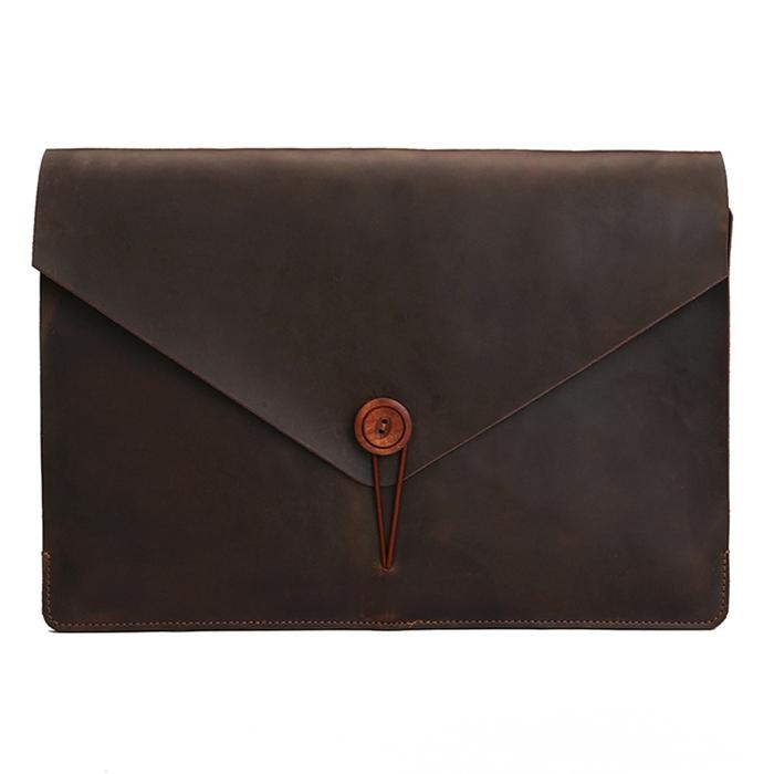 13.3 Genuine Leather Business Laptop Bag For Macbook Samsung Sony Dell Alienware Chuwi Asus Hp - Universal - Coffee
