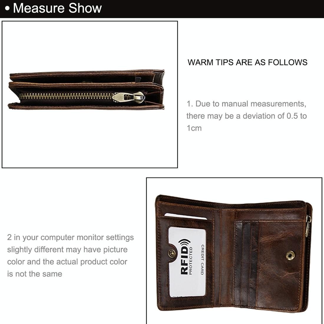 Antimagnetic Rfid Leather Wallet for Men - Coffee