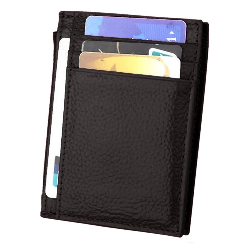 Leather Rfid Blocking Card Holder Wallet - Cowhide - Coffee
