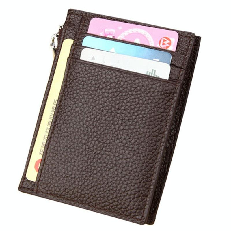 Leather Rfid Blocking Card Holder Wallet - 11x8x1.5cm - Coffee