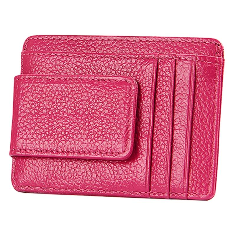 Leather Rfid Blocking Card Holder Wallet with 3 Slots and Pocket - Coffee