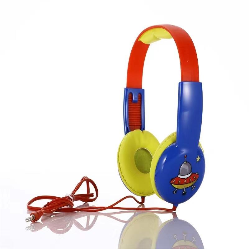 Portable Children'S Wired Headphones - Pink Green
