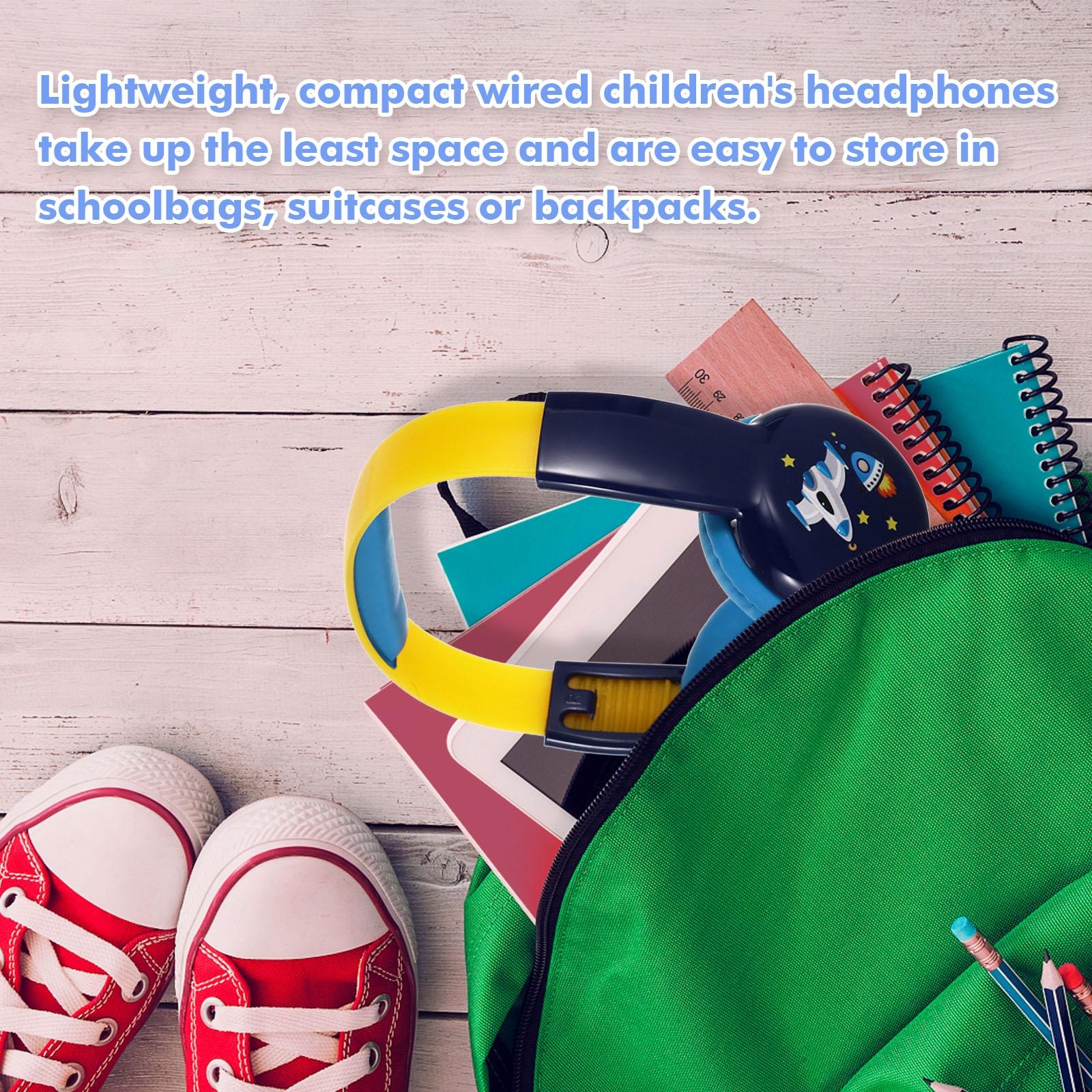 Portable Children'S Wired Headphones - Pink Green