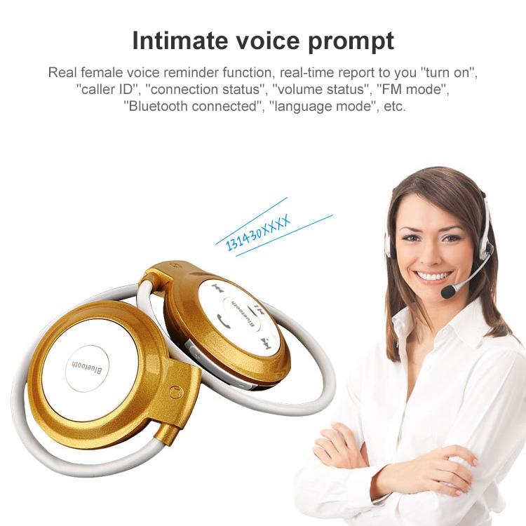 Wireless Mini-503 Earphones with Fm Radio & 32gb Tf Card Support - Gold