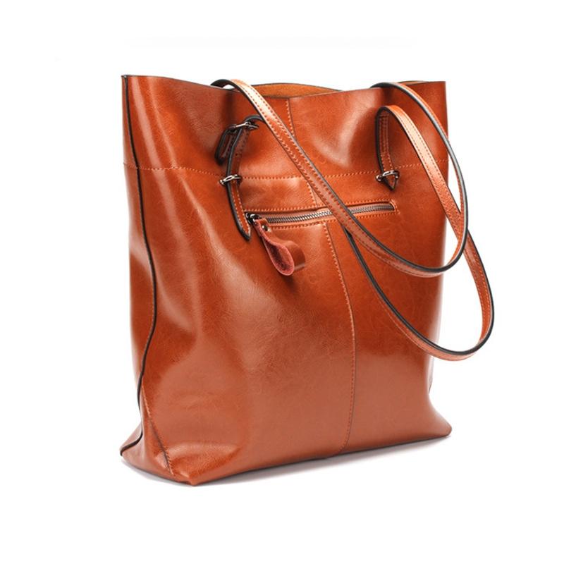Stylish Shoulder Tote For Women - Charm Orange Horizontal Version