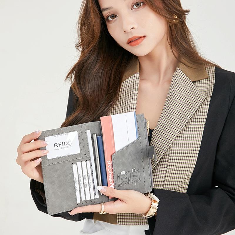 Rfid-protected Multi-card Travel Document Pouch - Coffee