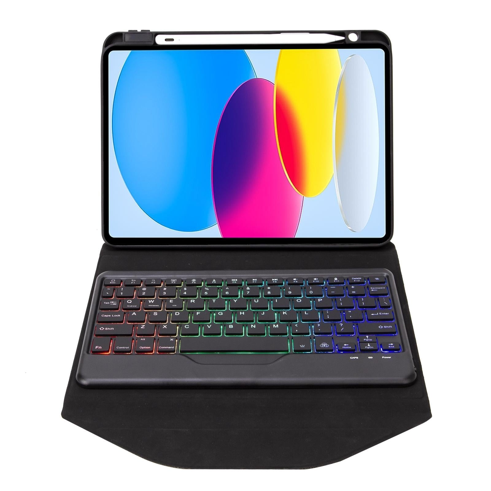 Bluetooth Keyboard Leather Tablet Case With Pen Slot And Backlight - Sky Blue