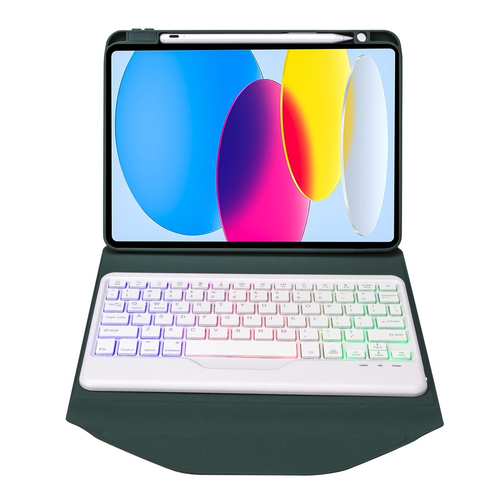 Bluetooth Keyboard Leather Tablet Case With Pen Slot And Backlight - Sky Blue