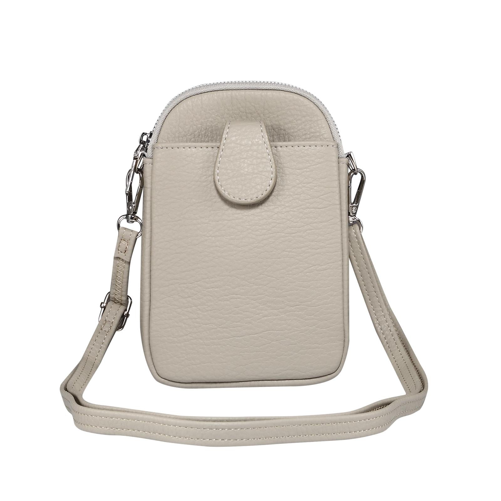 Litchi Texture Phone Crossbody Bag Leather Case For 5.5 Inch - 7.2 Inch Phones - Grey