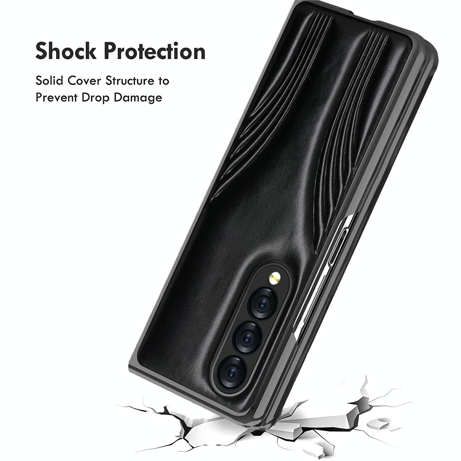 Embossed Folding Case For Samsung Galaxy Z Fold 4 - Blue