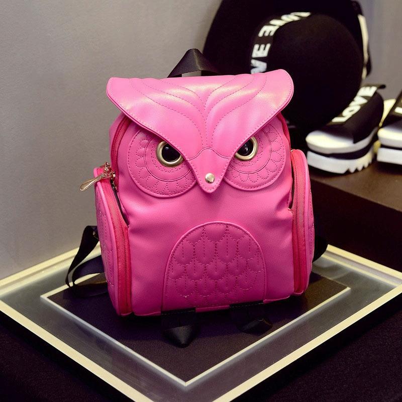 Women Owl Print Pu Backpack - Colourful and Stylish - Gold