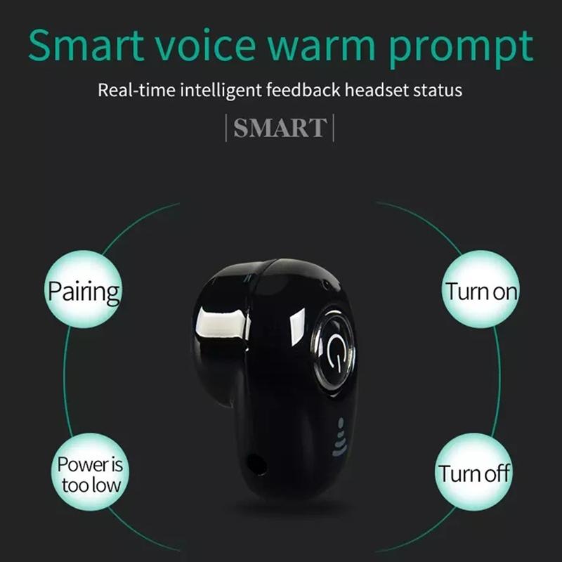 Mini Bluetooth Earbuds with Mic for All Phones - S650 Sport - White